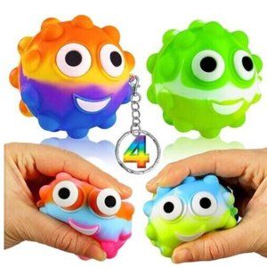 Pop It Ball Keychain Bubble Fidget Sensory Toy Stress Ball Gift for Girls Boys